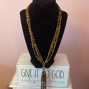 Tigers eye sterling lariat necklace